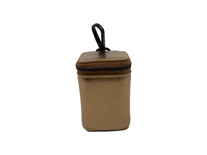 Bronze Metallic Goatskin Poop Bag Holder, black finish: luxury goatskin poop bag holder