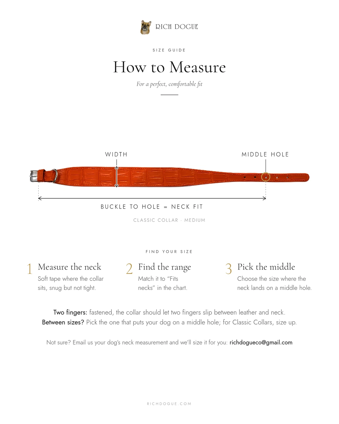How to measure your dog's neck for a Rich Dogue collar